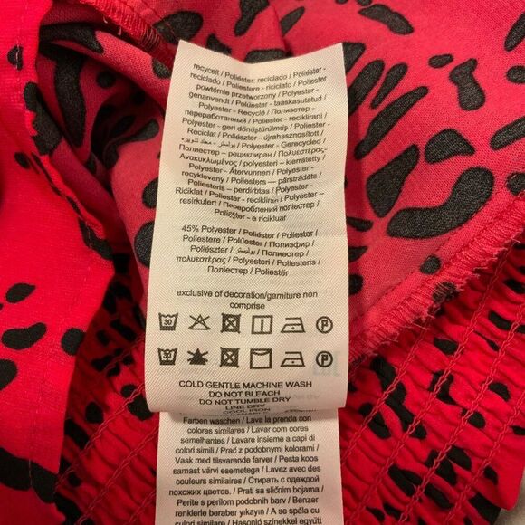 Vero Moda Red Black Print Twist Front Long Sleeve Cropped Top Large - Picture 12 of 12